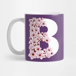 Colorful capital letter B patterned with sakura twig Mug